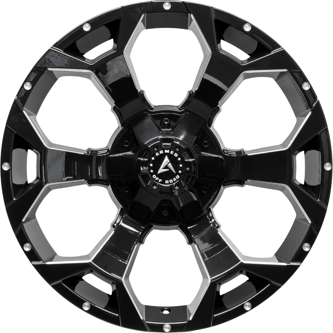 Armed Wheels Bomber Gloss Black Milled 20x10 0 6x135mm 108.1mm - Wheelwiz
