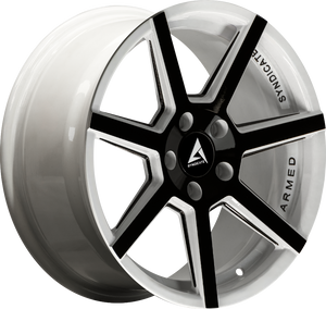 Armed Wheels Assassin White Machined + Milled + Black 19x8.5 +32 5x113mm 74.1mm - Wheelwiz