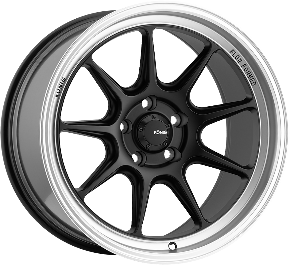 Konig Countergram Matte Black W/ Machined Lip 15x8 +25 4x100mm 73.1mm - Wheelwiz