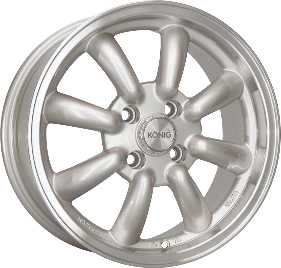 Konig Rewind Silver W/ Machined Lip 15x7 +20 4x110mm 73.1mm - Wheelwiz