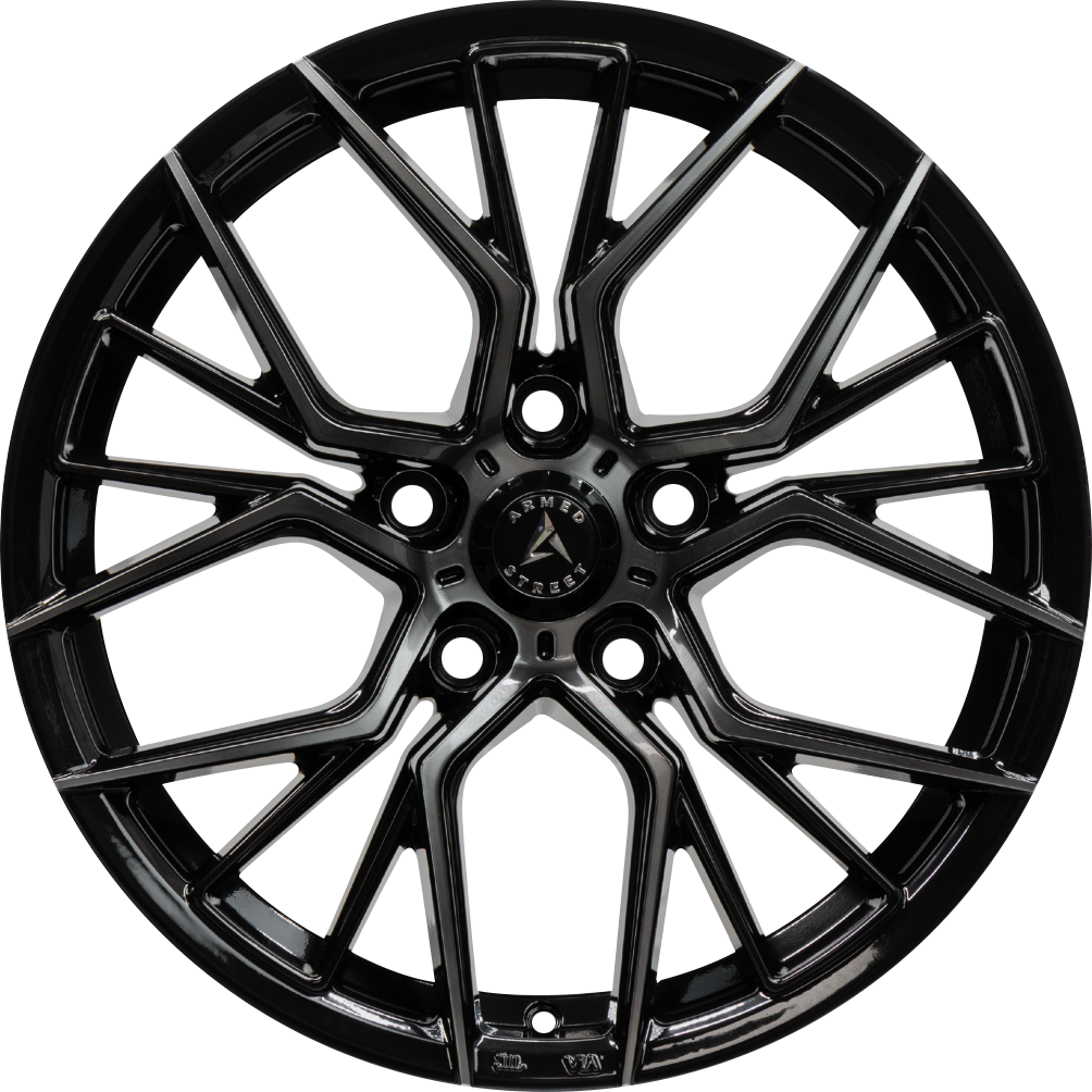 Armed Wheels Tactical Gloss Black Machined + Black Clear Coat 17x7.5 +30 5x120mm 74.1mm - Wheelwiz