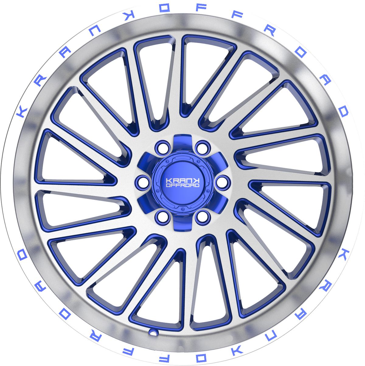 Krank Coil Brushed Blue w/ Brushed Lip 22x12 -44 6x135|6x139.7mm 108mm - Wheelwiz