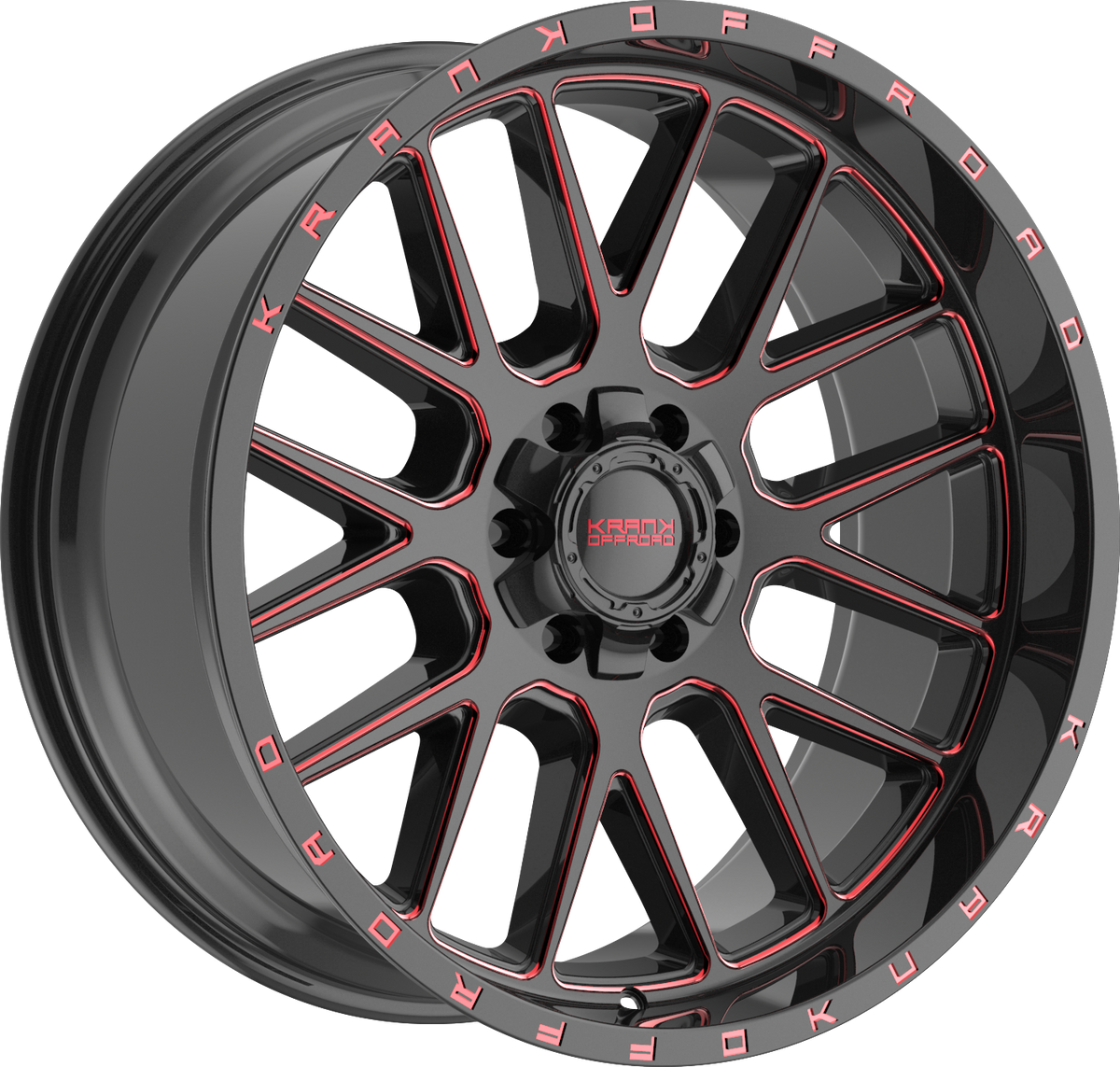 Krank Fuse Gloss Black Red Milled 22x10 -18 8x180mm 124.4mm - Wheelwiz