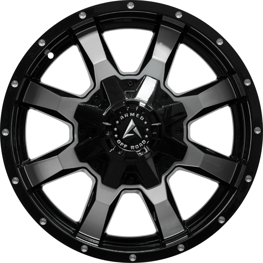 Armed Wheels Frontline Gloss Black Machined Face 18x9 +12 8x165.1mm 125.2mm