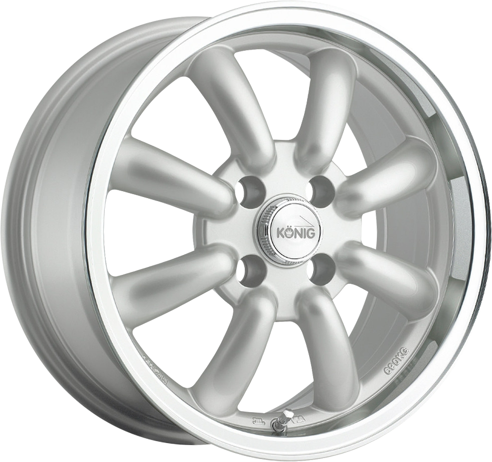 Konig Rewind Silver W/ Machined Lip 15x7 +20 4x100mm 73.1mm - Wheelwiz