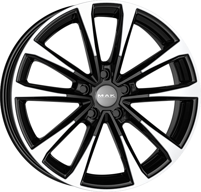 MAK MAIN Black w/ Mirrored Face 16x6.5 +45 5x108mm 72mm - Wheelwiz
