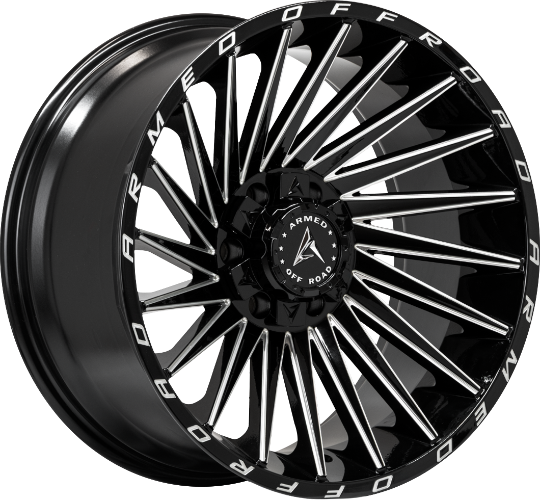 Armed Wheels Militia Gloss Black Milled 18x9 +12 5x127mm 78.1mm - Wheelwiz