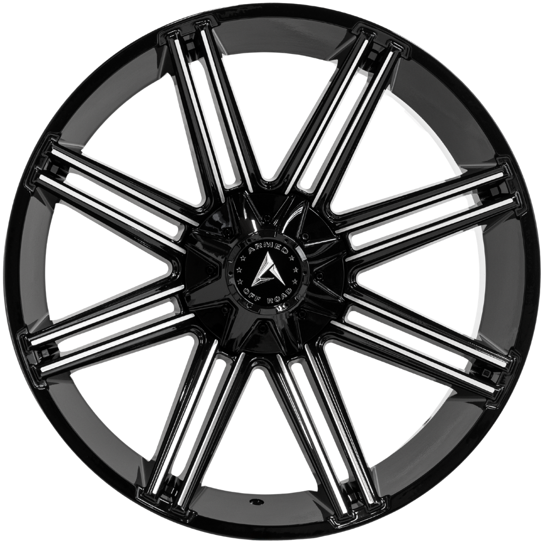 Armed Wheels Chopper Gloss Black Machined 24x12 -44 8x165.1mm 125.1mm - Wheelwiz