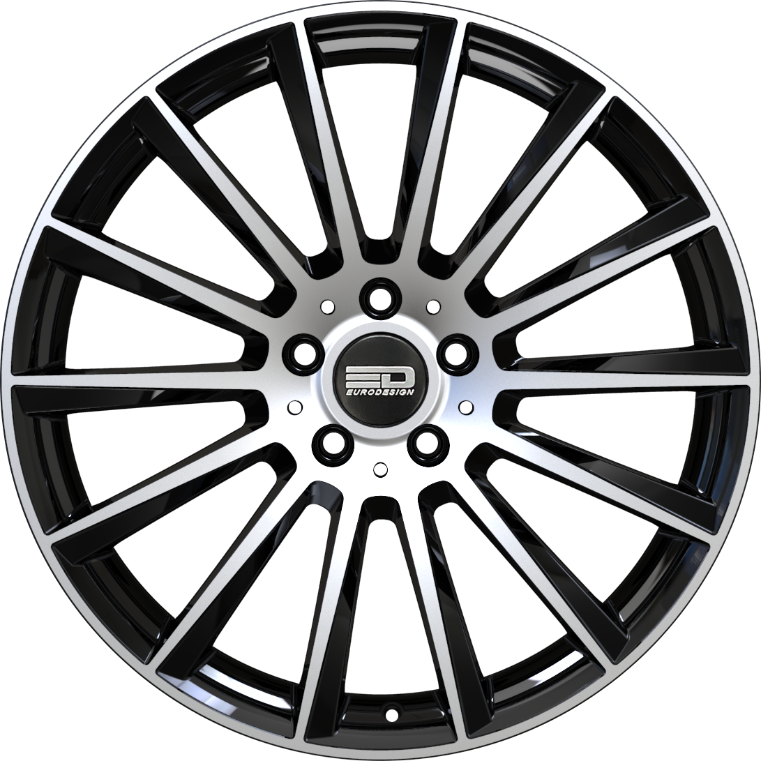 Euro Design Sacco Gloss Black Machined 19x8.5 +32 5x112mm 66.6mm - Wheelwiz