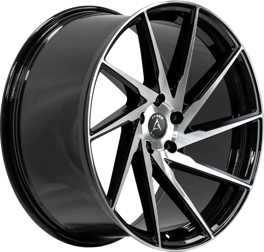 Armed Wheels 9MM Gloss Black Machined Face 20x8.5 +32 5x120mm 74.1mm - Wheelwiz