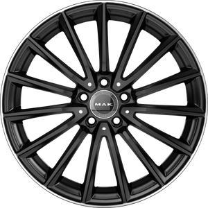 MAK KOMET Gloss Black w/ Mirrored Ring 19x8 +43 5x112mm 66.6mm - Wheelwiz