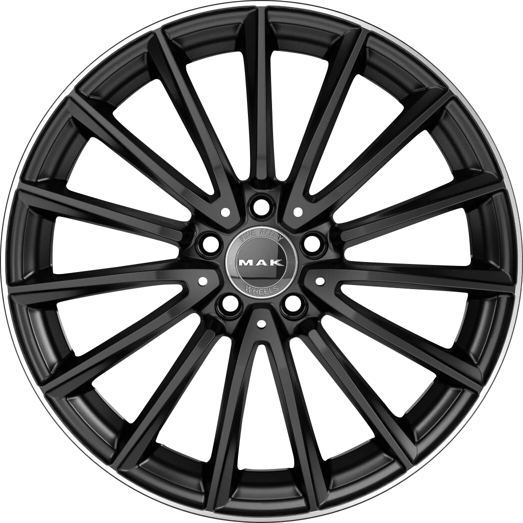 MAK KOMET Gloss Black w/ Mirrored Ring 18x8 +43 5x112mm 66.6mm - Wheelwiz