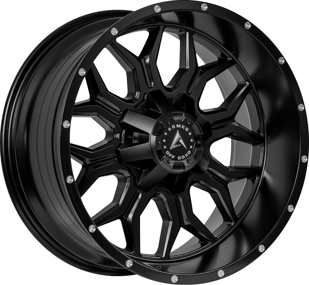Armed Wheels Infantry Satin Black + Milled Holes 20x10 -24 6x135mm 108.2mm