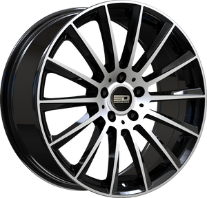 Euro Design Sacco Gloss Black Machined 19x9.5 +35 5x112mm 66.6mm - WheelWiz