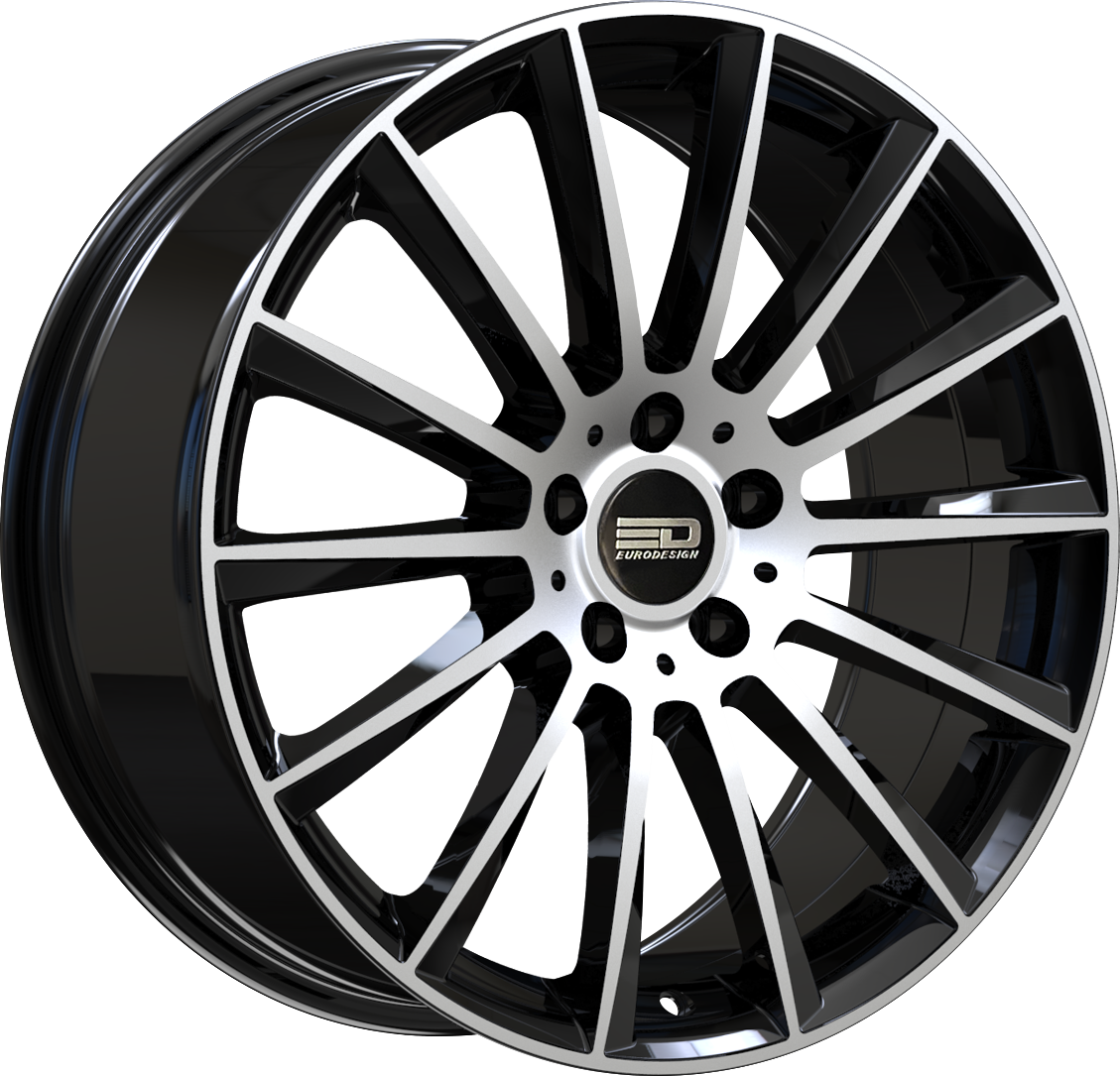 Euro Design Sacco Gloss Black Machined 19x9.5 +48 5x112mm 66.6mm - Wheelwiz