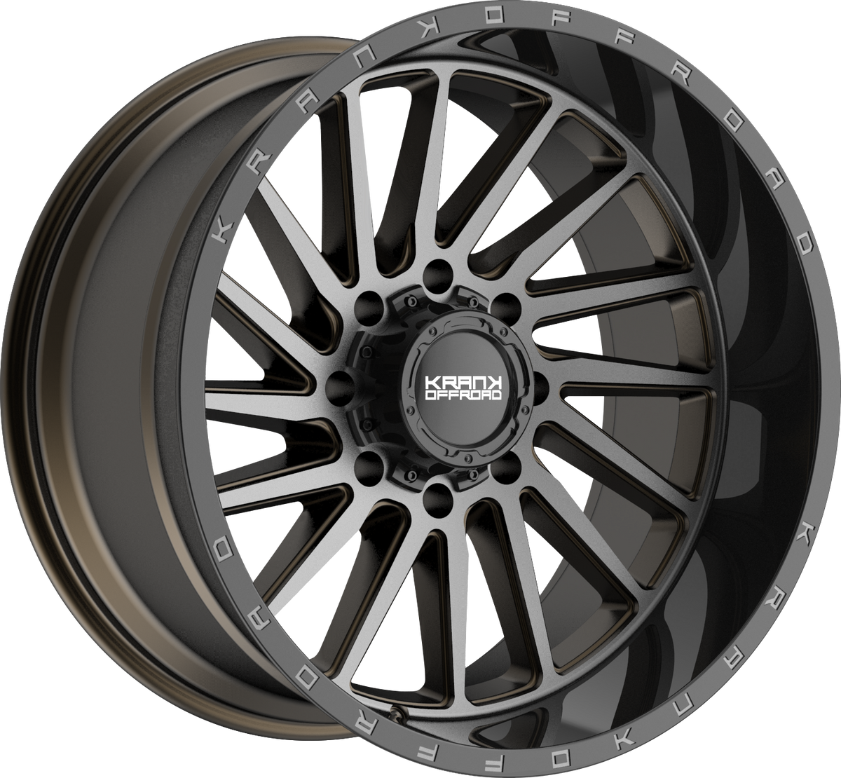 Krank Coil Bronze Dark Tint w/ Gloss Black Barrel 22x12 -44 8x165.1mm 125.1mm - Wheelwiz