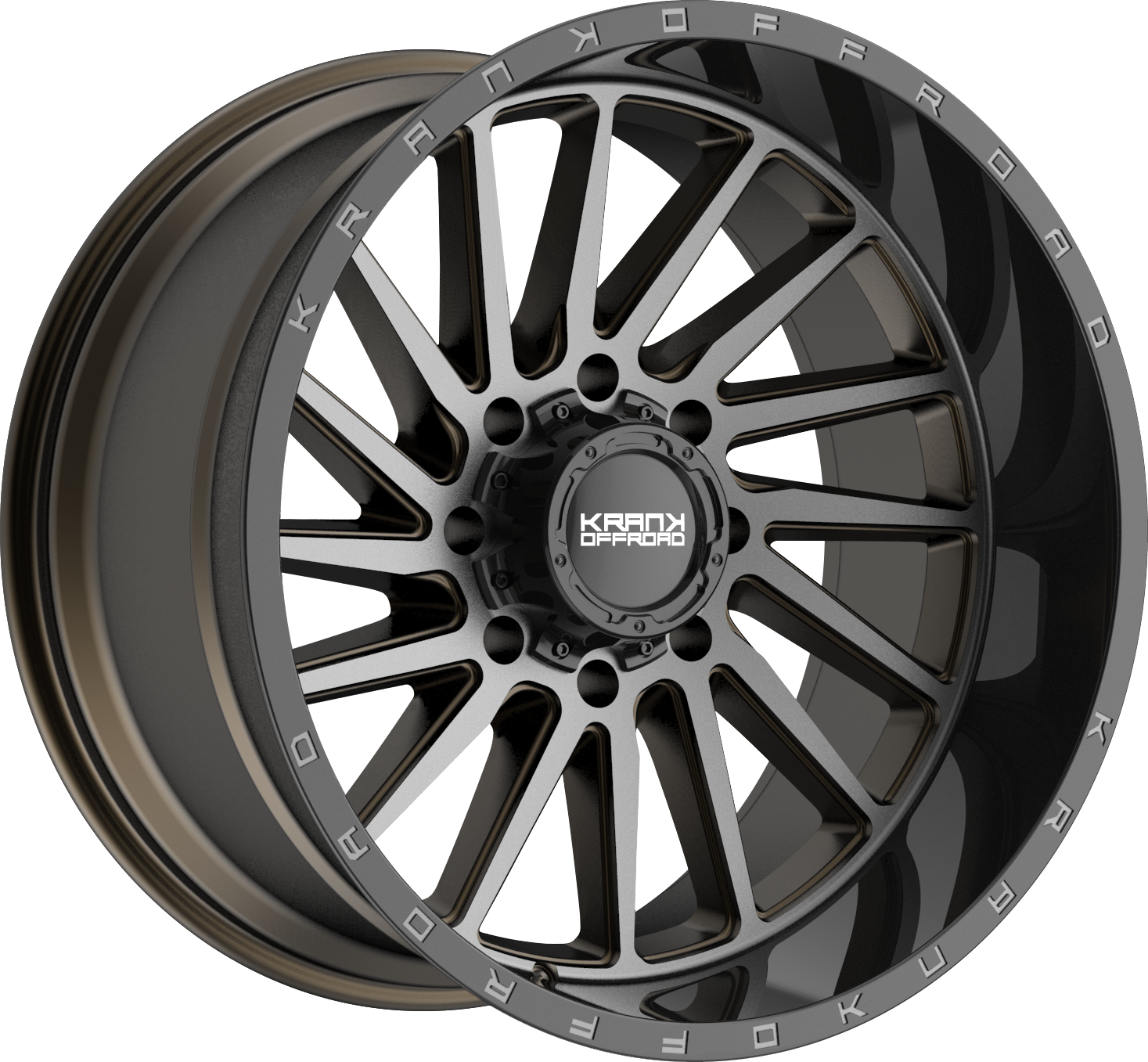 Krank Coil Bronze Dark Tint w/ Gloss Black Barrel 22x12 -44 8x165.1mm 125.1mm - Wheelwiz