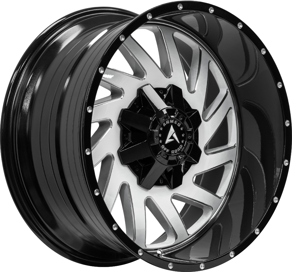 Armed Wheels Aggressor Gloss Black Machined Face 24x12 -24 8x170mm 125.2mm - Wheelwiz