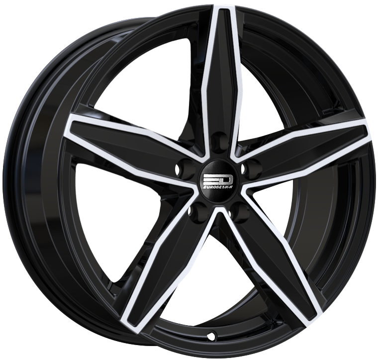 Euro Design Berlin Gloss Black Polished 17x7.5 +40 5x108mm 63.4mm - WheelWiz