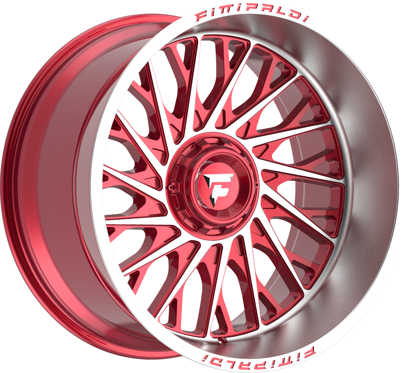 Fittipaldi FA08MR Gloss Red w/ Machined Face and Lip 22x12 -44 8x165.1mm 125.2mm - Wheelwiz