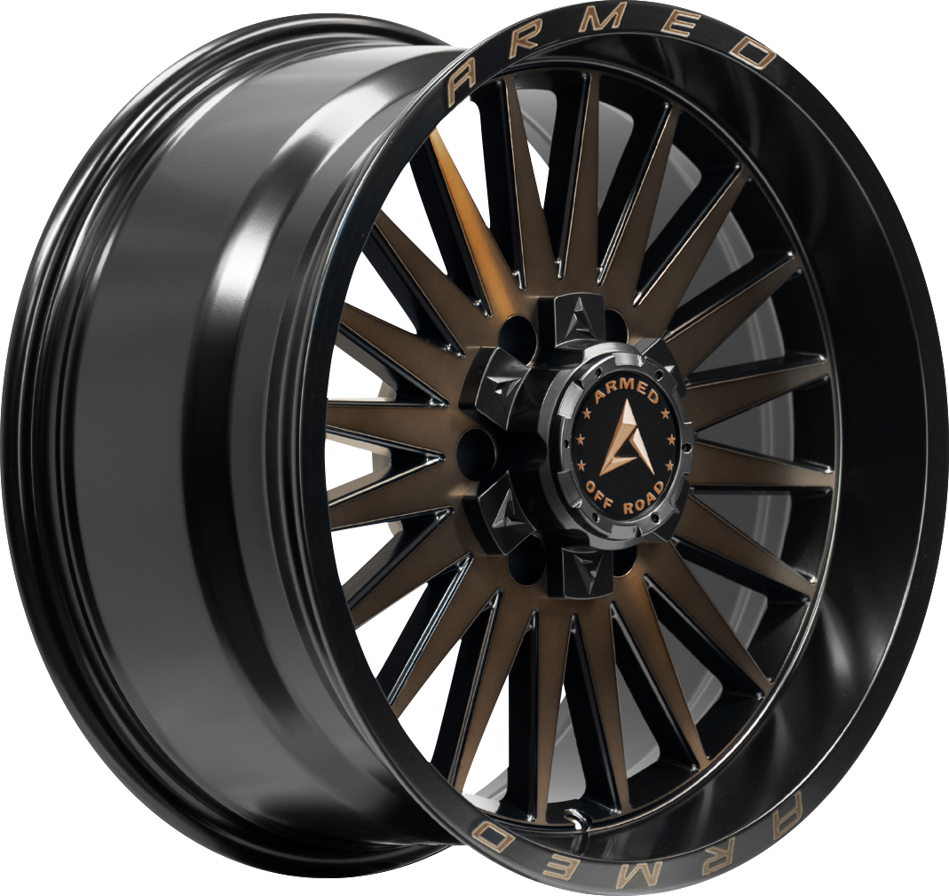 Armed Wheels Hostile Matte Black Machined + Bronze Tint 20x10 -18 5x139.7mm 110.1mm