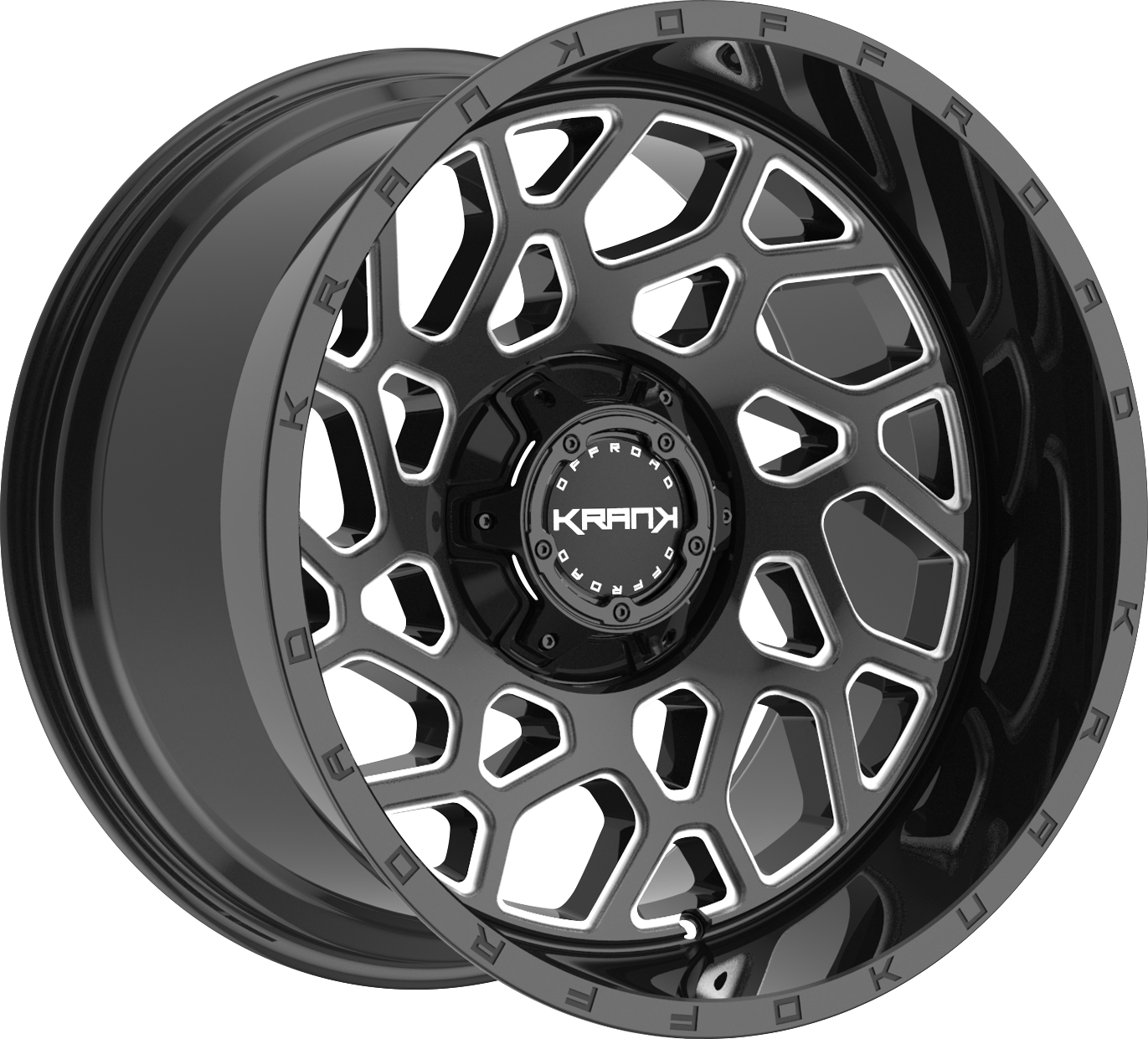 Krank Ambush Gloss Black Milled 22x9.5 +25 6x135|6x139.7mm 108mm - Wheelwiz