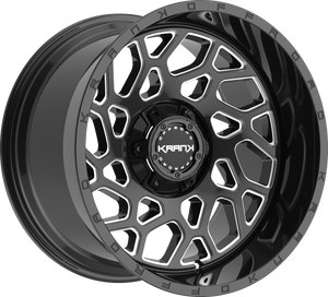 Krank Ambush Gloss Black Milled 22x9.5 +25 6x135|6x139.7mm 108mm - Wheelwiz