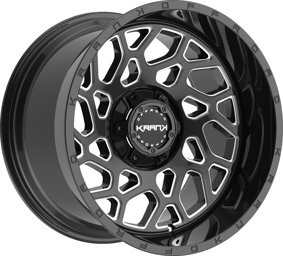 Krank Ambush Gloss Black Milled 22x12 -44 6x135|6x139.7mm 108mm - Wheelwiz
