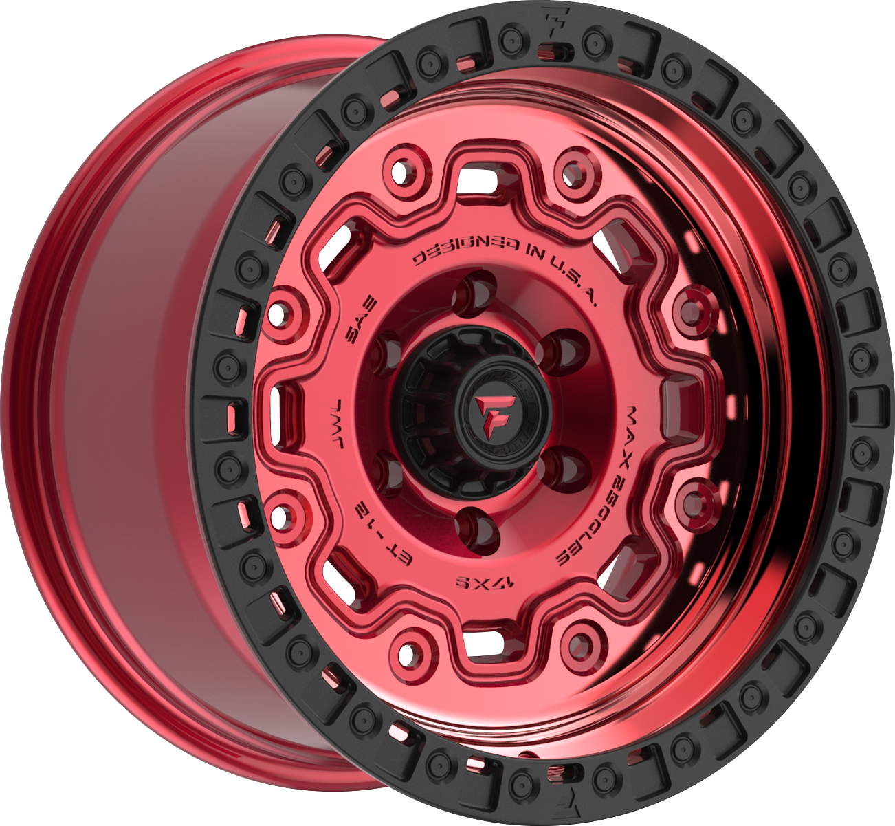 Fittipaldi FT100RTB Gloss Red w/ Black Ring 18x9 +18 6x139.7mm 106.2mm - Wheelwiz