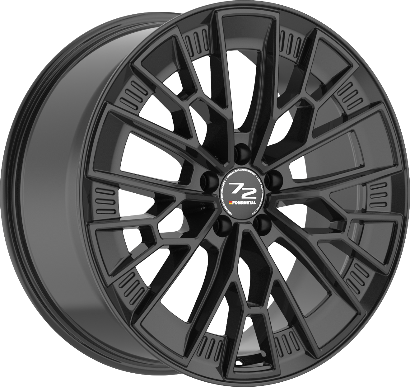 Fondmetal 1972 Anniversary Gloss Black 20x9 +21 5x112mm 66.5mm - Wheelwiz