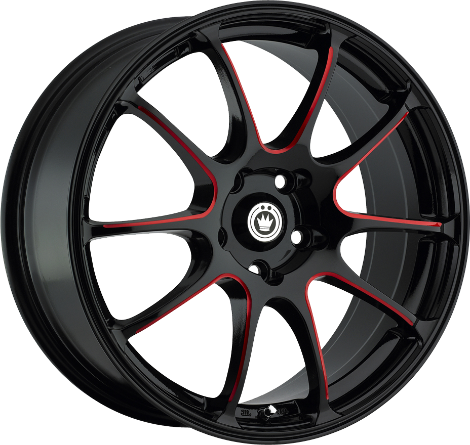 Konig Illusion Gloss Black W/ Red Ball Cut 18x8 +45 5x114.3mm 73.1mm - Wheelwiz