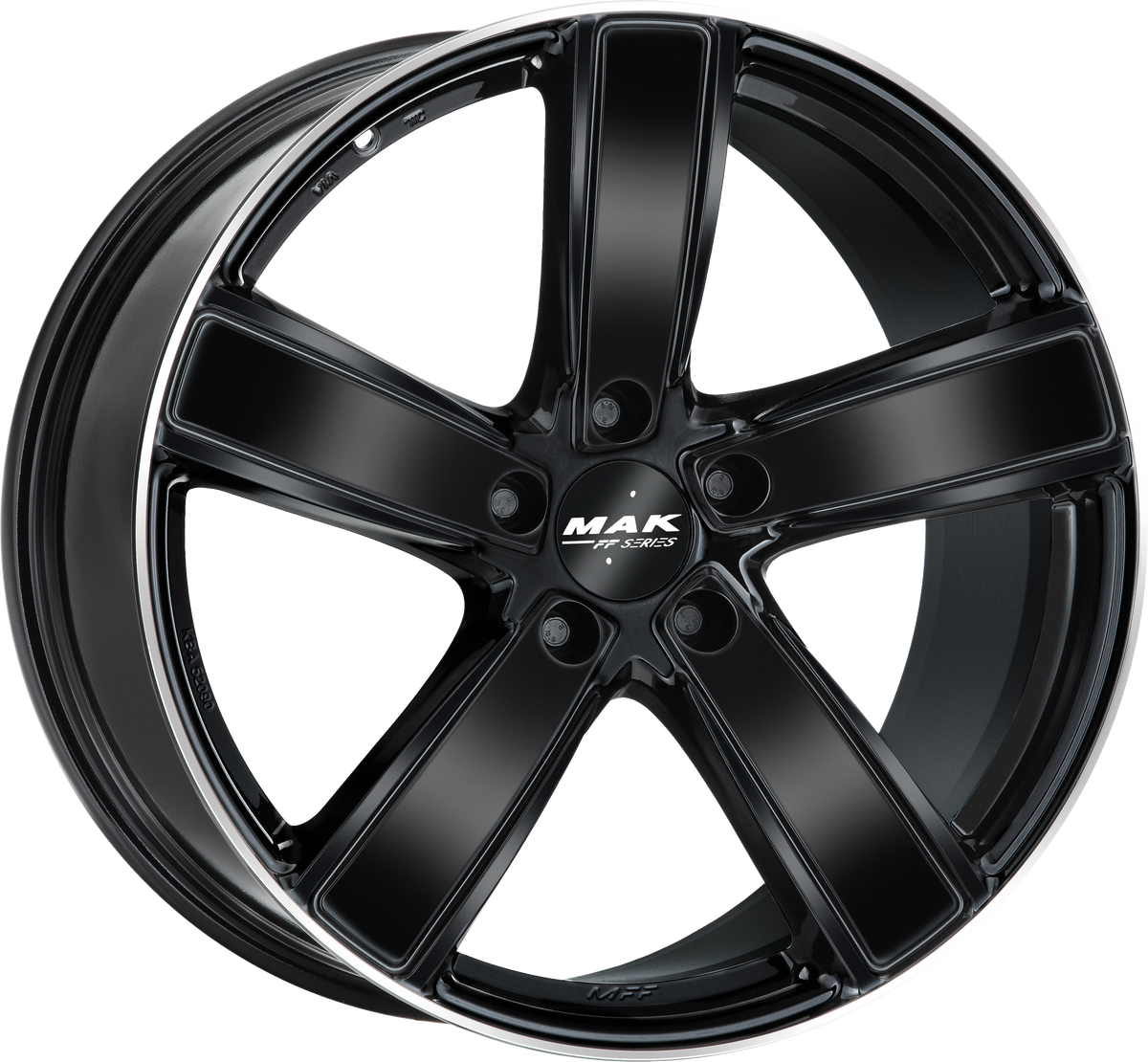 MAK TURISMO-D-FF Gloss Black w/ Mirrored Ring 20x10.5 +64 5x130mm 71.6mm - Wheelwiz