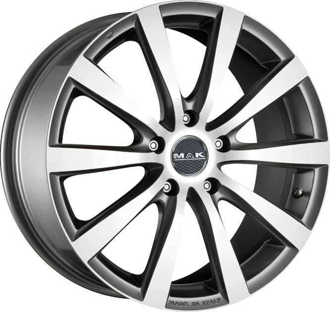 MAK IGUAN Graphite w/ Mirrored Face 15x6.5 +35 5x108mm 72mm - Wheelwiz