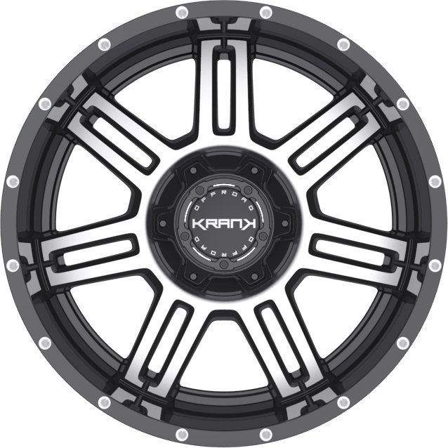 Krank Force Gloss Black w/ Machined Face 20x9 +18 6x135|6x139.7mm 108mm - Wheelwiz