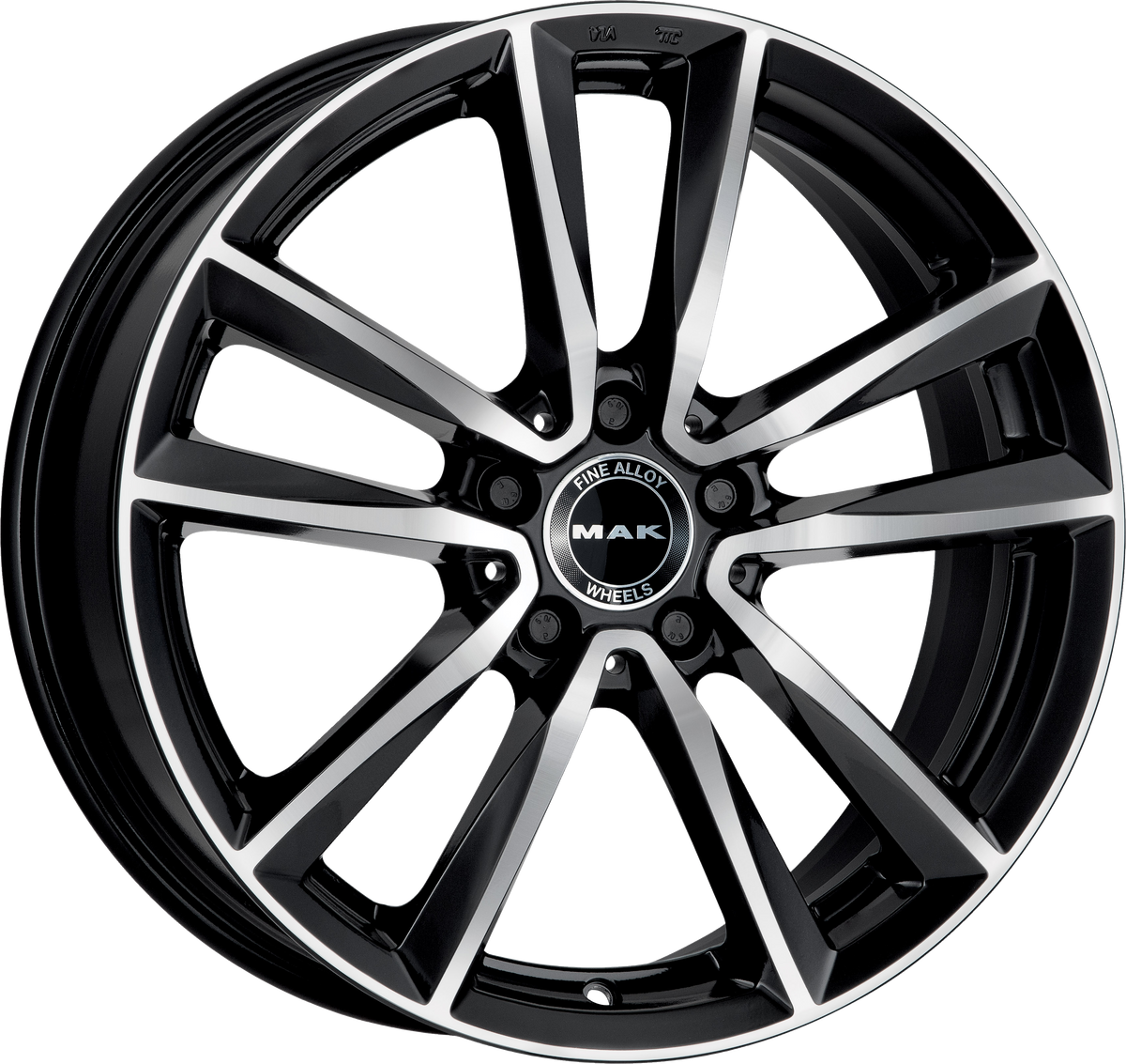 MAK BREMEN Black w/ Mirrored Face 16x6.5 +47 5x112mm 66.6mm - Wheelwiz