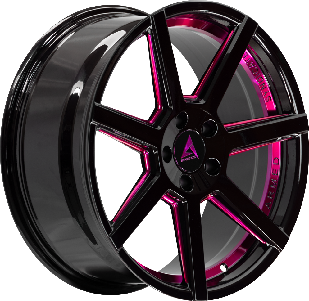 Armed Wheels Assassin Gloss Black + Pink 18x8 +35 5x109mm 74.1mm - Wheelwiz
