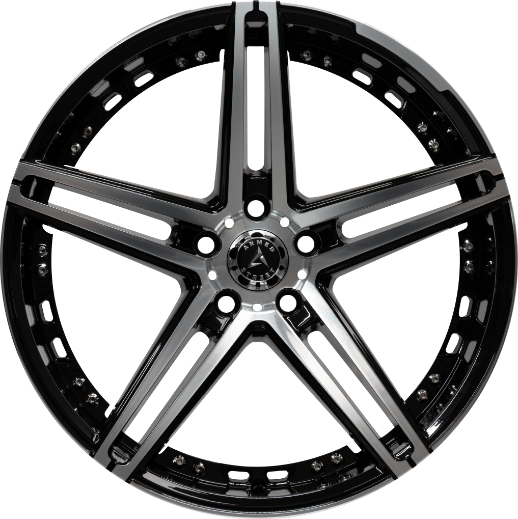 Armed Wheels Stealth Gloss Black Machined Face 17x7.5 +30 5x113mm 74.1mm - Wheelwiz