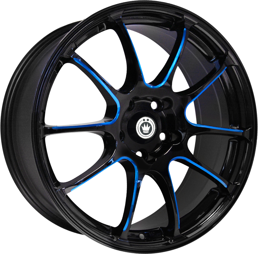 Konig Illusion Gloss Black W/ Blue Ball Cut 17x7 +40 5x100mm 73.1mm - Wheelwiz