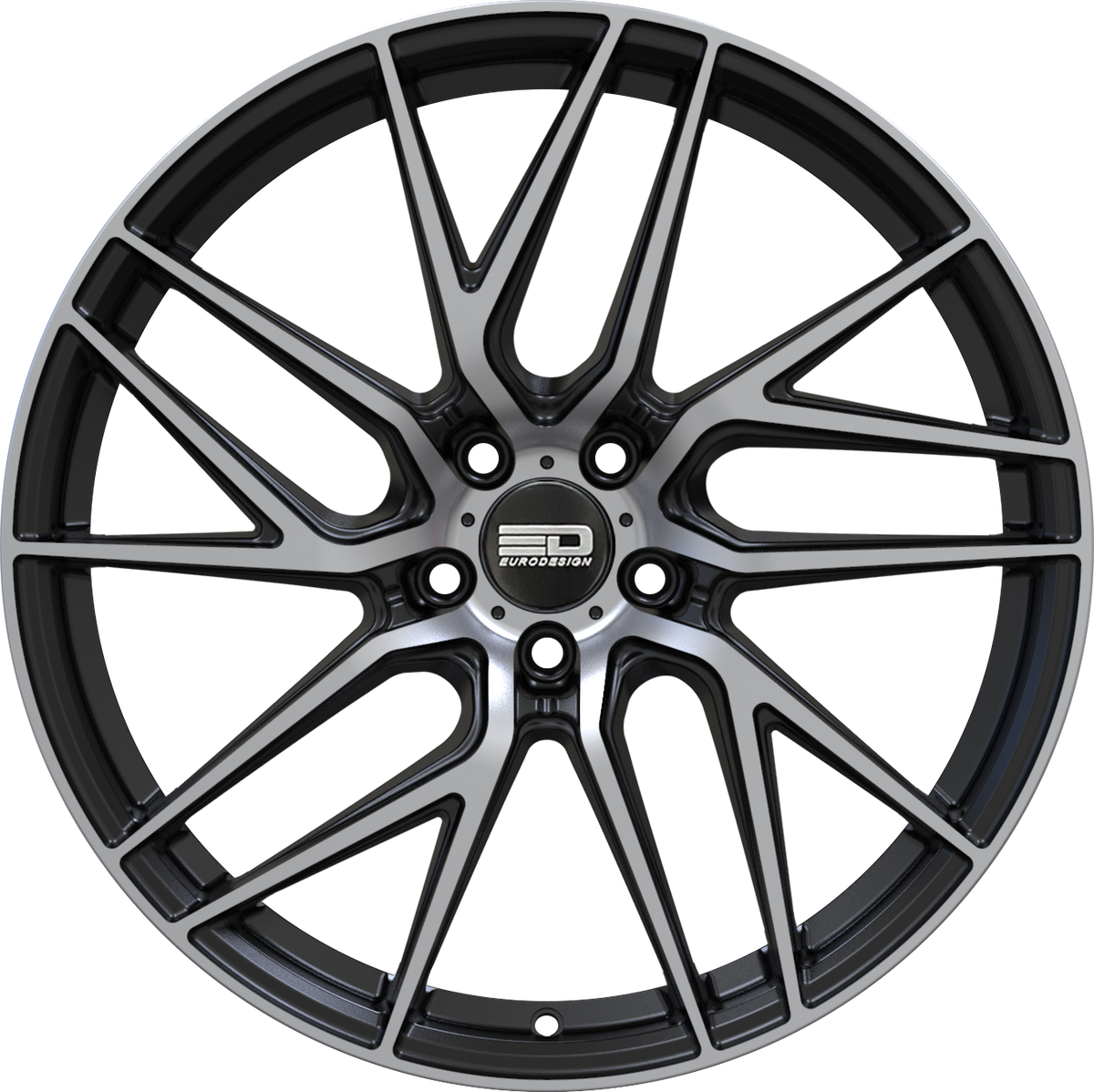 Euro Design Tech Matte Black Machined 19x8.5 +40 5x108mm 63.4mm - Wheelwiz