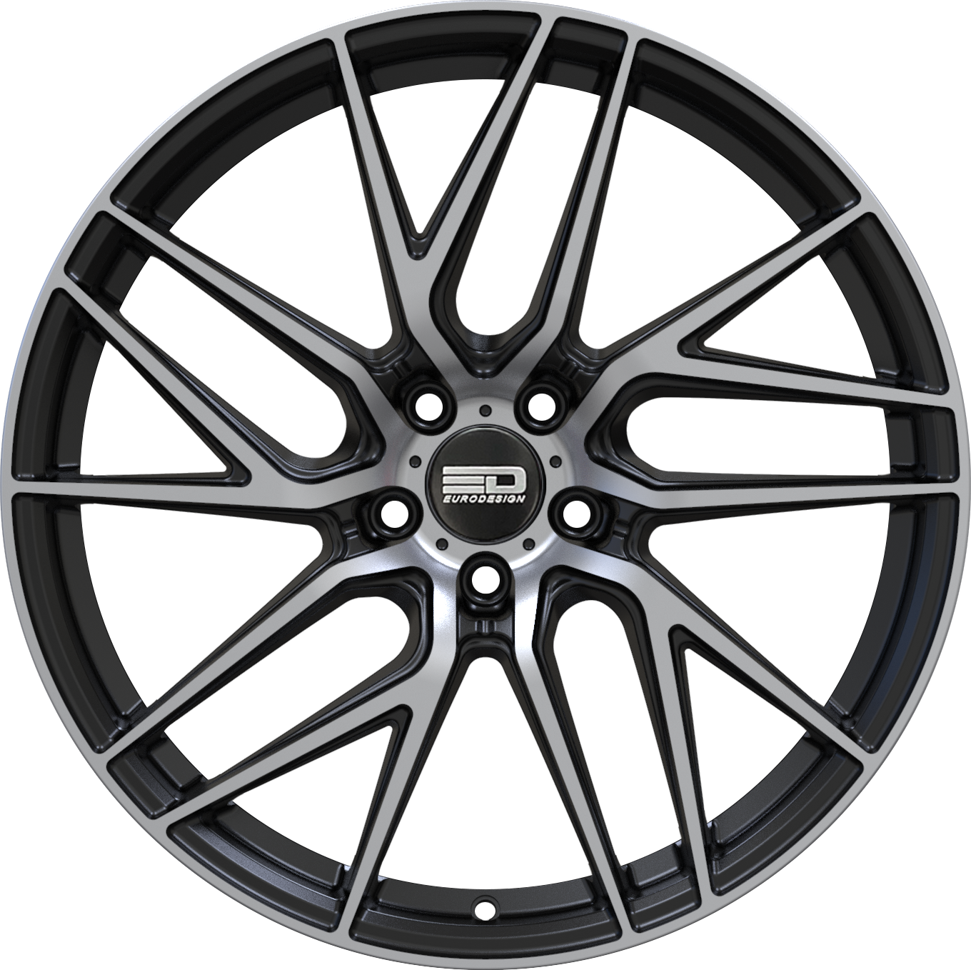 Euro Design Tech - EFS Matte Black Machined 19x8.5 +35 5x100|5x105|5x110|5x112|5x115|5x118|5x108|5x114.3|5x98mm 72.6mm - WheelWiz