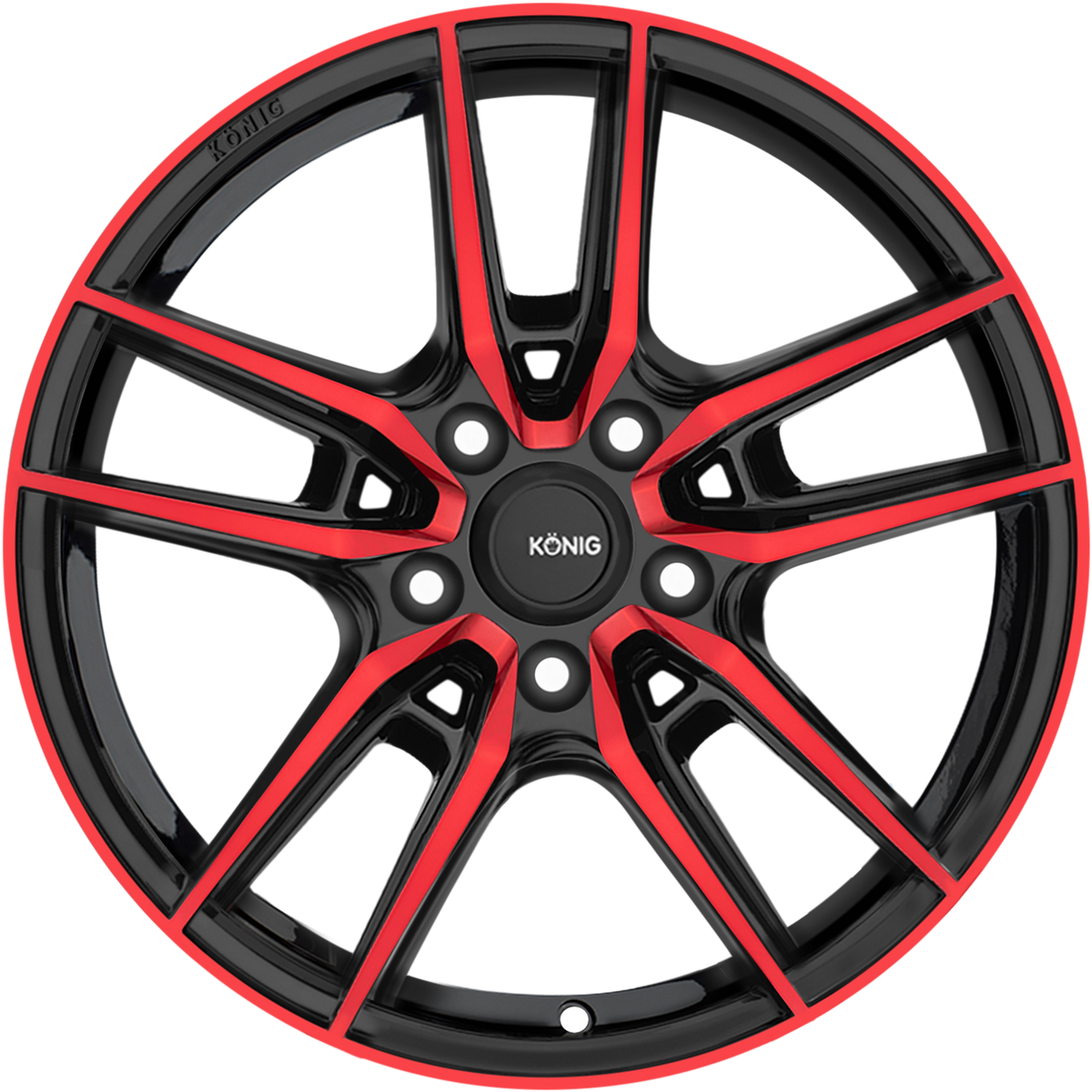 Konig Myth Gloss Black W/ Red Tinted-Clearcoat 18x8 +43 5x112mm 66.6mm - Wheelwiz