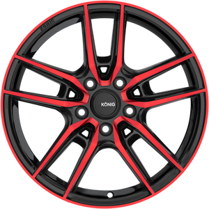 Konig Myth Gloss Black w/ Red Tinted Clear Coat 18x8 +43 5x112mm 66.6mm - WheelWiz