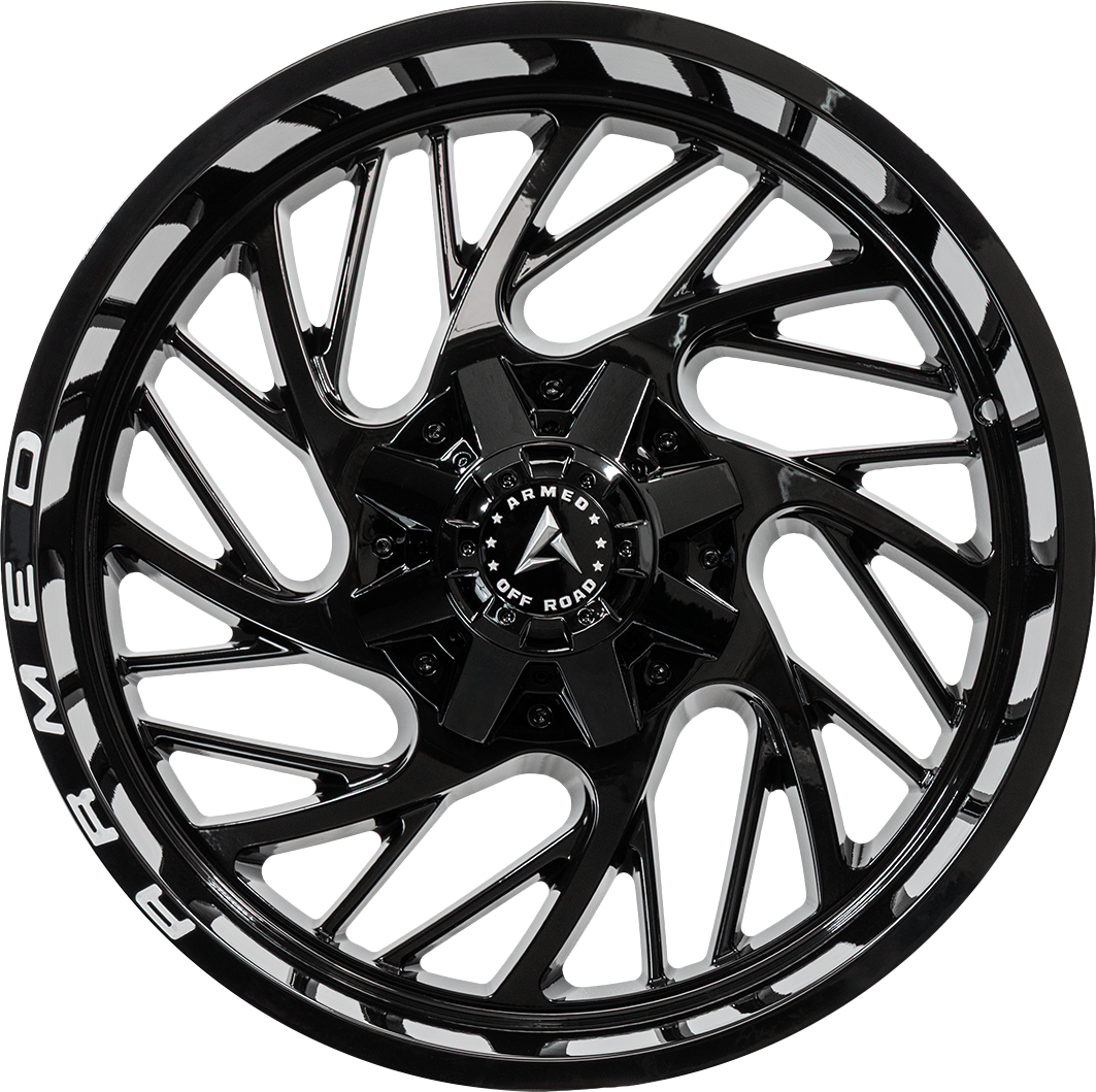 Armed Wheels Carnage Gloss Black + Armed Milling 20x12 -44 5x127mm 78.1mm - Wheelwiz