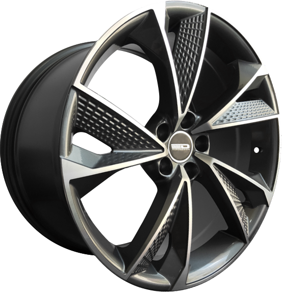 Euro Design AR8 Gunmetal Machined 20x9 +35 5x112mm 66.56mm - Wheelwiz