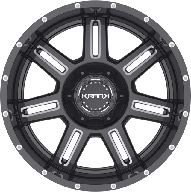 Krank Force Gloss Black Milled 20x10 -24 5x127|5x139.7mm 77.8mm - Wheelwiz