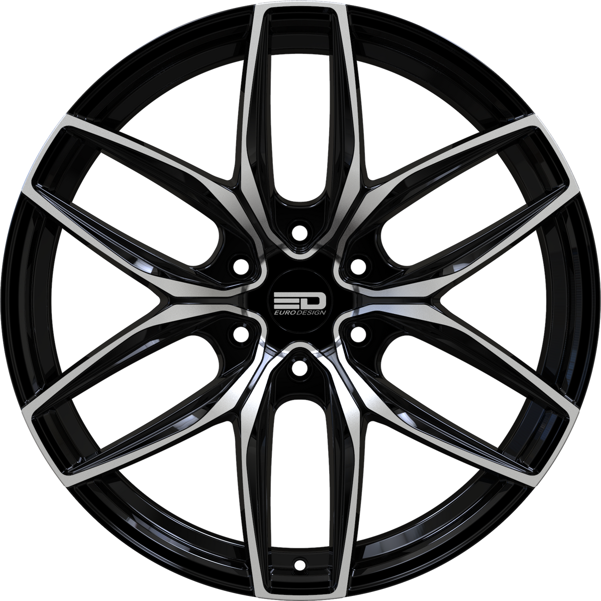 Euro Design Forza 6 Gloss Black Milled 22x9.5 +25 6x135mm 87.1mm - Wheelwiz