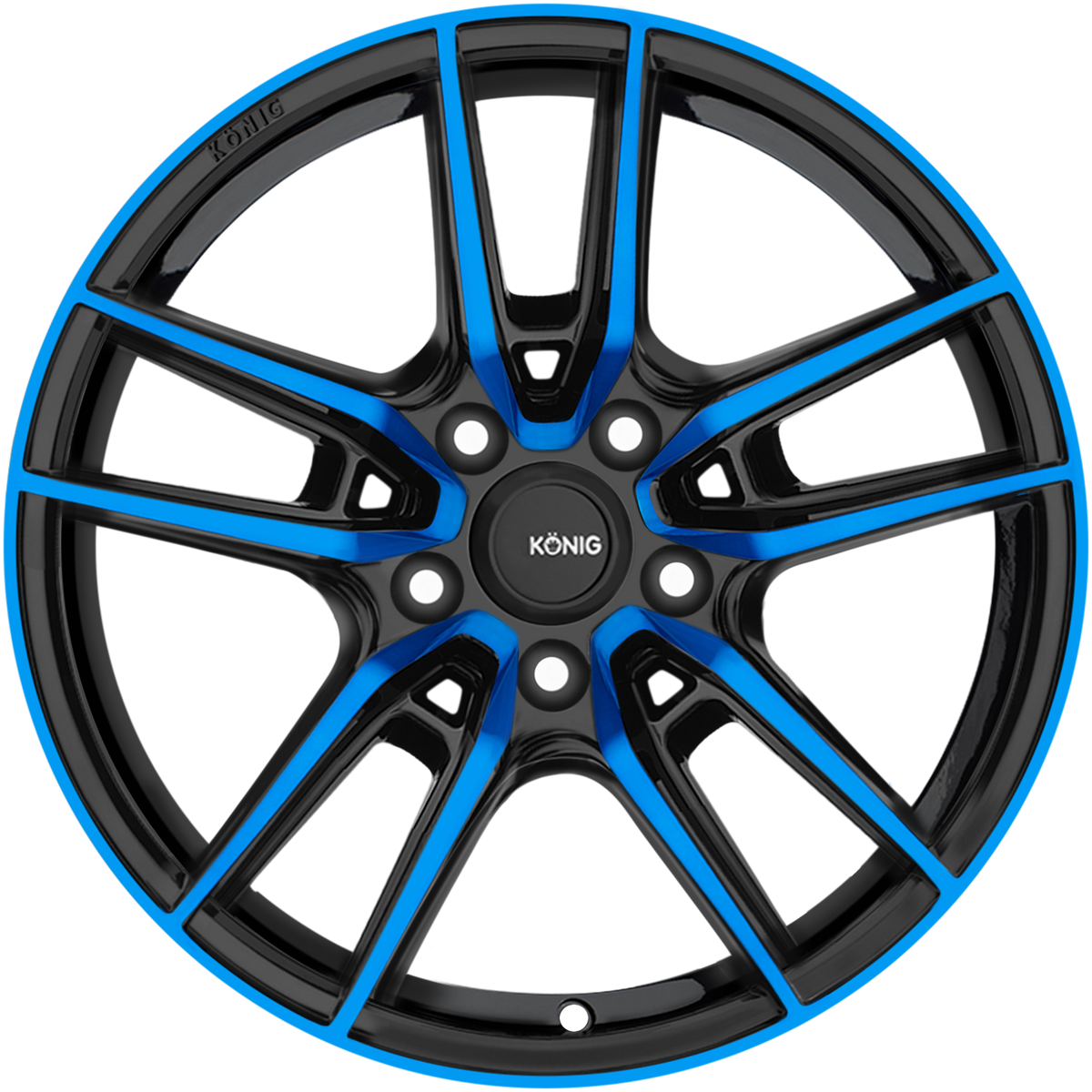 Konig Myth Gloss Black W/ Blue Tinted-Clearcoat 17x8 +43 5x100mm 73.1mm - Wheelwiz