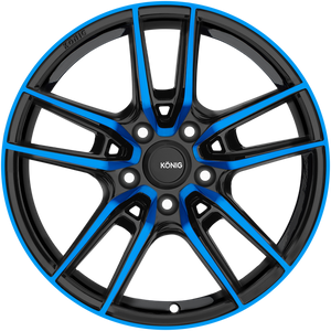 Konig Myth Gloss Black W/ Blue Tinted-Clearcoat 18x8 +43 5x112mm 66.6mm - Wheelwiz