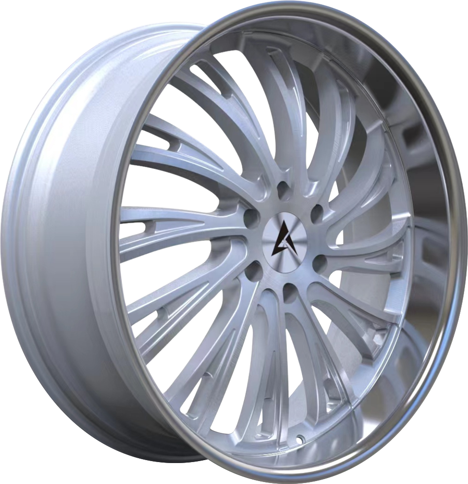 Armed Wheels Kingpin Gloss Silver Brushed Face Chrome Lip 24x10 +24 6x139.7mm 78.1mm - Wheelwiz