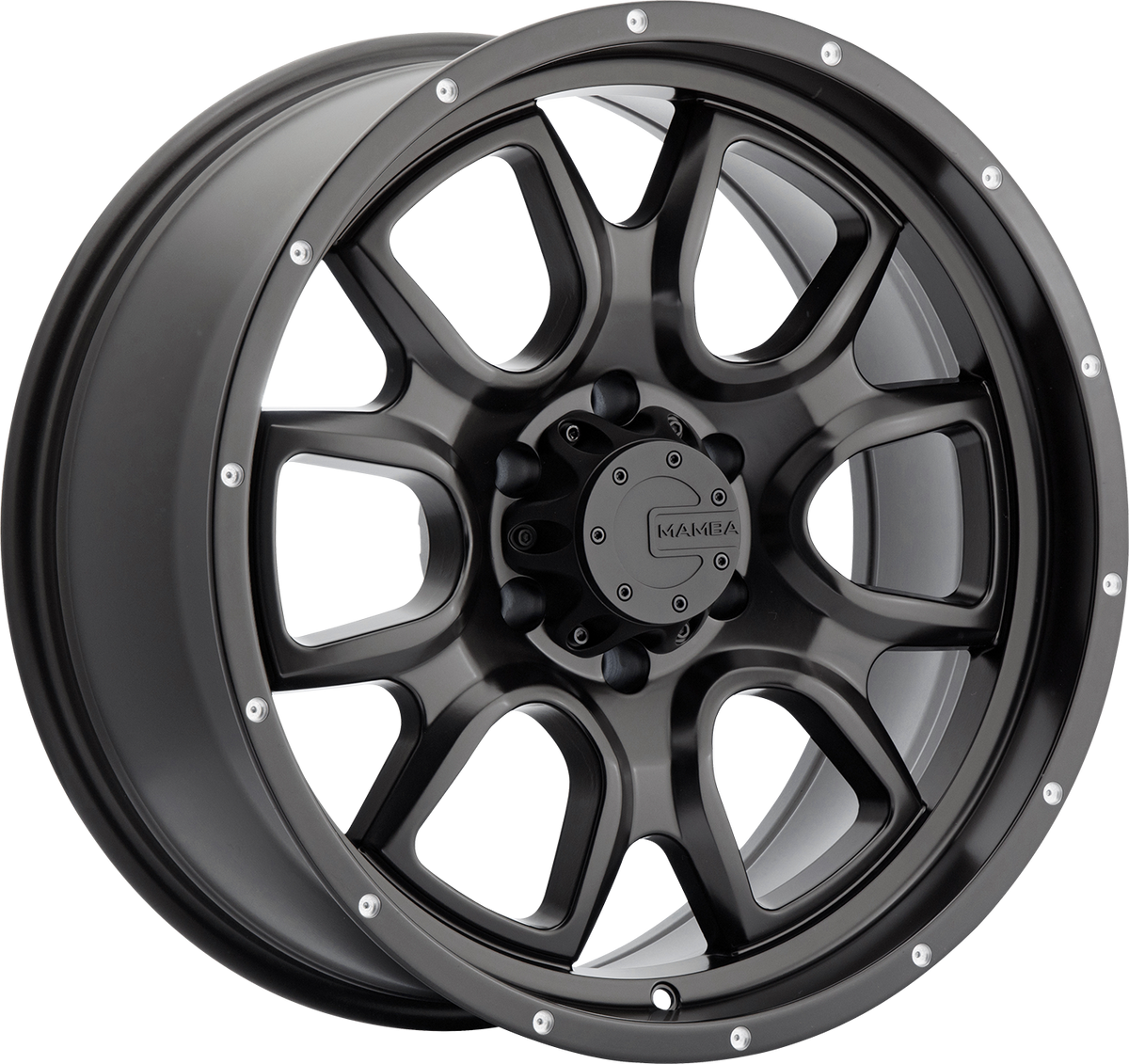Mamba M19 Matte Black w/ Drilled Holes 17x9 -12 6x139.7mm 106.1mm - Wheelwiz